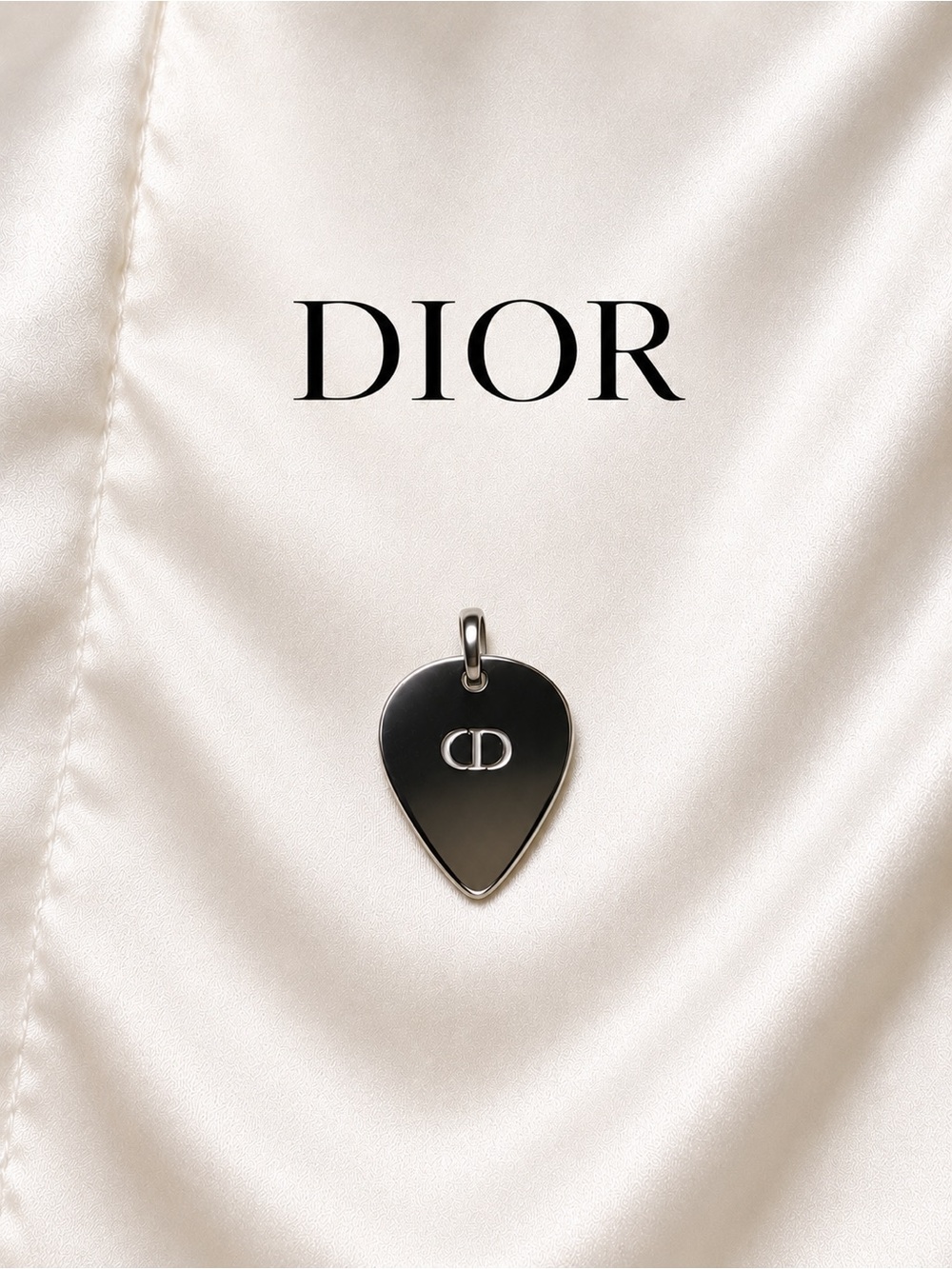 Dior Silver CD Guitar Pick Charm (unisex)